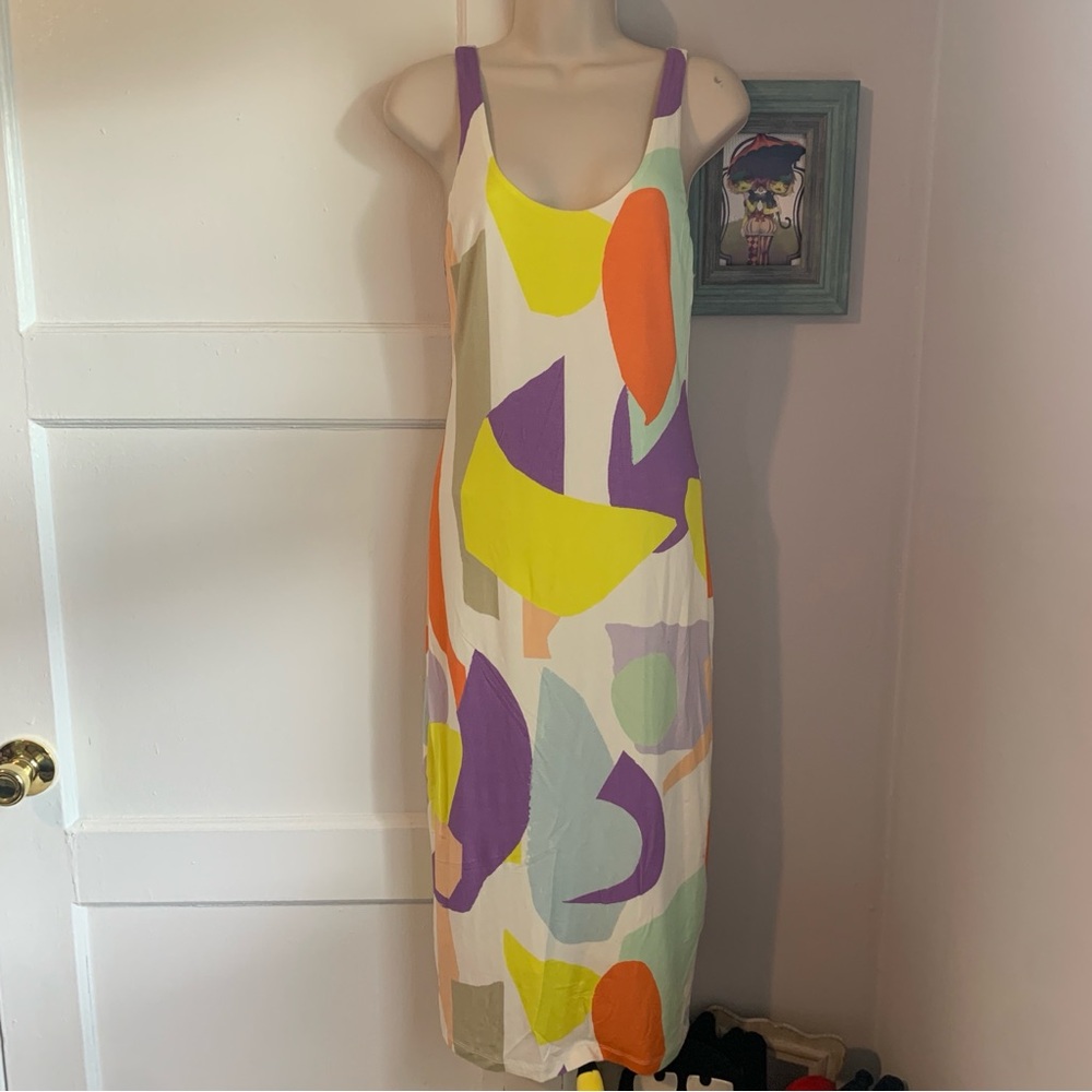 Alice + Olivia Dress Retro Color Block Shapes Midi